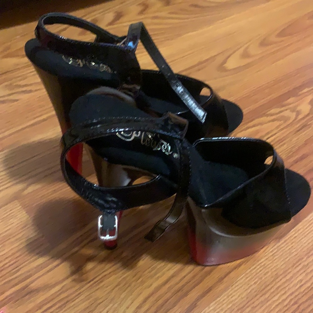 Worn once for a photoshoot , Black & Red Pleaser Stripper heels
